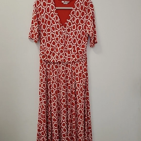 NWOT BODEN Kassidy Jersey DressRed Patterned Midi Dress Sz 10 -  threedaughtersproperties.com
